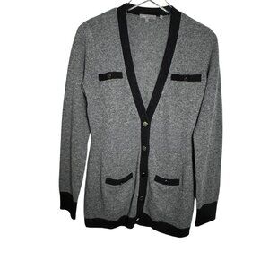 Vince. Cashmere Alpaca womens Cardigan Sweater gray black trim size Medium